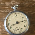 Harman Swiss Made Silver Pocket Watch Arabic Numerals Ivory Dial Brevet 1422303. Fixed Price $100.00.
