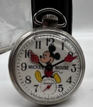 Vtg Bradley Mickey Mouse Pocket Watch Walt Disney Productions Made In Usa Works!. Fixed Price $56.50.