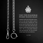 Men's Silver Plated Waldemar Pocket Watch Chain Lobster Clasp Swivel Fob New. Fixed Price $39.00.