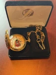 Disney Mickey Mouse Pocket Watch Gold Tone With Chain Working Collectible. Fixed Price $70.00.