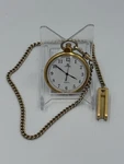Lorus Yellow Gold Quartz Pocket Watch White Dial Arabic Numerals Chain V501-OAOO. Fixed Price $75.00.
