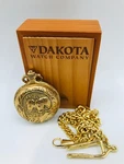 Dakota Pocket Watch Horses Vtg Gold Tone W/chain Original Wood Box Japan Quartz. Fixed Price $32.00.