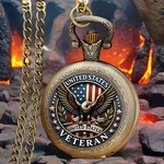 Pocket Watch Usa Veteran American Flag Eagle Quartz W3. Fixed Price $14.20.