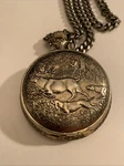 Vintage 1970S Westclox Elk & Dogs Hunting Scene Wind-up Pocket Watch. Fixed Price $45.00.