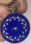 Vintage Working Circa 1900 Cobalt Swiss Argent Dore Enamel Ladies Pocket Watch. Fixed Price $400.00.