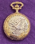 Vintage Helbros Quartz G/s Tone Running Pocket Watch Eagle Design W/ Second Hand. Fixed Price $25.00.