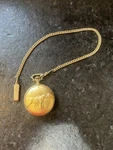 Majestime Pocket Watch - Floral Face 17 Jewel Gold Tone Bird Dog Hunting Case. Fixed Price $25.00.