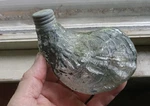 1890S Oyster Figural Pocket Whiskey Flask Hand Blown With Original Lid Nice!. Fixed Price $140.00.