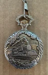 Remington Antimagnetic Embossed Scrollwork Pocket Watch Train Loco Ships Free Us. Fixed Price $30.00.