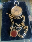 Gold Metal Award Winner Antique C1888 Pocket Watch & Trombone Chain Please Read. Fixed Price $127.61.
