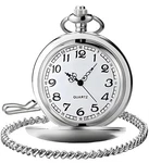Lymfhch Smooth Vintage Pocket Watch With Chain, Arabic Numerals Scale Silver. Fixed Price $13.35.