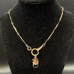 Vintage 12K Gold Filled Pocket Watch Fancy Link Chain Fob, Dog Clip, Ruby-glass. Fixed Price $109.00.