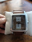 Kenneth Cole Reaction Men's Watch KC1341 Square Case Brown Dial Leather Strap. Fixed Price $30.00.