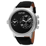 Men's August Steiner AS8151SSB Large Swiss Chronograph Dual Time Leather Watch. Fixed Price $63.31.