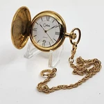 Vintage Colibri Pocket Watch Quartz Hunter Case Gold Tone 42MM Steel W/ Chain. Fixed Price $45.95.