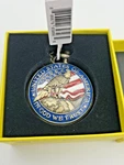 Invicta Patriot Eagle Flag Pocket Watch Quartz White Dial Yellow Gold Chain. Fixed Price $24.95.