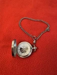 James Michael Silvertone Pocket Mechanical Watch, Working. Fixed Price $70.00.