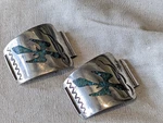 Vintage Navajo/zuni Sterling Watch Tips (pair) Chip-turquoise Thunderbird Inlay. Fixed Price $110.00.