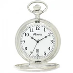 Silver Pocket Watch With Date Window, Classic Full Arabic Dial, Chain Included. Fixed Price $33.48.