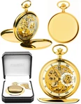 Jean Pierre Twin-lid Hunter Skeleton Pocket Watch Gp With Free Engraving (G250P). Fixed Price $389.37.