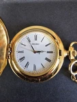 Vintage Seiko Pocket Watch Quartz V701-ON18 Gold Tone W/ Chain Works. Fixed Price $170.20.