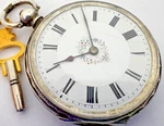 Antique 1880 Victorin Hand Painted & Highly Engraved Silver Pocket Watch,key Inc. Fixed Price $147.77.