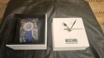 Vintage 1990S Moschino Hours & Minutes Blue Unisex Symbols Watch + CL0CK Box. Fixed Price $89.00.