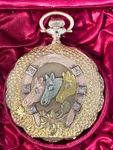 1903 14K Multi Gold Waltham B.w.c.co Horse Pocket Watch W/ Diamonds 50 Mm 108G. Fixed Price $5399.00.