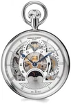 Charles Hubert Stainless Steel Open Face Skeleton Dual Time Pocket Watch. Fixed Price $416.95.
