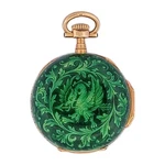 Patek Philippe 18K Gold Enamel Griffin Pocket Watch Pendant Boxed Certificate. Fixed Price $11000.00.