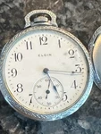Elgin Pocket Watch 17 Jewels Mens White Base Metal Case. Fixed Price $45.00.