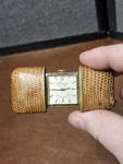 Vintage Shields Fifth Avenue Leather And Brass Cased Working Pocket Watch. Fixed Price $375.00.