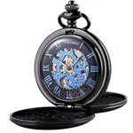 Wenshida Antique Half Hunter Men's Pocket Watch Blue Roman Dial Used From Japan. Fixed Price $209.99.