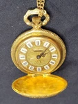 Vtg 35M Dorset Roman Numeral Analog Endura Swiss Pocket Watch & 24" Chain. Fixed Price $35.00.