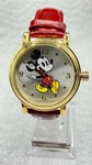 Disney Classic Women's Mickey Mouse Watch With Red Band Gold Case Working. Fixed Price $35.00.