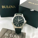 Bulova Special Edition 96A259 Hack Black Dial 38MM Green Fabric Strap Mens Watch. Fixed Price $195.60.