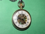 Majestron Pocket Watch & Chain See Through Skelton Design Runs Majesti Case Mech. Fixed Price $23.80.