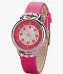 Pasnew Kids Classic Gemmed Scratch Resistant Girls Pink Leather Wrist Watch. Fixed Price $23.99.