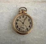 Bulldog Illinois Burlington 14K Gold Filled 21 Jewels Railroad Pocket Watch. Fixed Price $600.00.