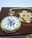 Arnex Us 250 Year Anniversary Pocket Watch, Box, Dickens Chain & Solingen Knife. Fixed Price $299.40.