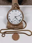 Working Antique 1917 Illinois 255 Wolverine Gold Filled Pocket Watch With Chain. Fixed Price $300.00.