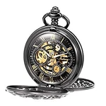 Treeweto Skeleton Pocket Watch Dragon Mechanical Chain Black Used From Japan. Fixed Price $168.99.
