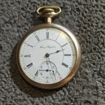 Illinois Watch Co. 18S 17 Jewels Gold Filled Open Face Pocket Roman Dial. Fixed Price $1500.00.