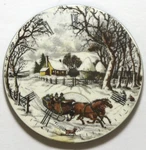 Hampden 16 Size Winter Horse Drawn Sleigh Ride Pocket Watch Porcelain Dial LW424. Fixed Price $45.00.