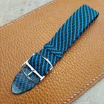 Vintage 20MM Braided Perlon Black & Blue Single Pass Unused 1960S Watch Strap. Fixed Price $40.00.