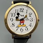 Vintage Lorus Mens Watch 45MM Mickey Mouse Gold Tone V501-0A20 New Battery. Fixed Price $62.99.