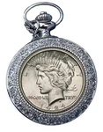 Matthew Mint 1922 Peace Dollar Pocket Watch. Fixed Price $129.00.