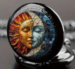 New Sun & Moon. Black Quartz Pocket Watch 31.5" Necklace Chain 1.4"X0.6". Fixed Price $28.28.