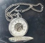 Charles-hubert Paris Silver Tone Skeleton Hunting Case 48MM Pocket Watch Running. Fixed Price $40.00.