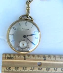 Vintage Mint Bulova Pocket 17AH 10K Gold Plate 15J White Dial Watch Swiss 42 Mm. Fixed Price $149.95.